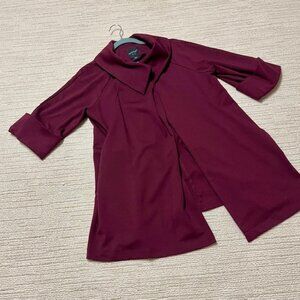 Insight 3/4 Sleeve Cloak Swing Coat Burgundy Sz 6 Lagenlook Goth Dark Romantic